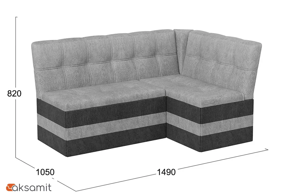 Скамья угловая Оскар Исполнение 2 (Микровелюр Wellmart Silver/Graphite)