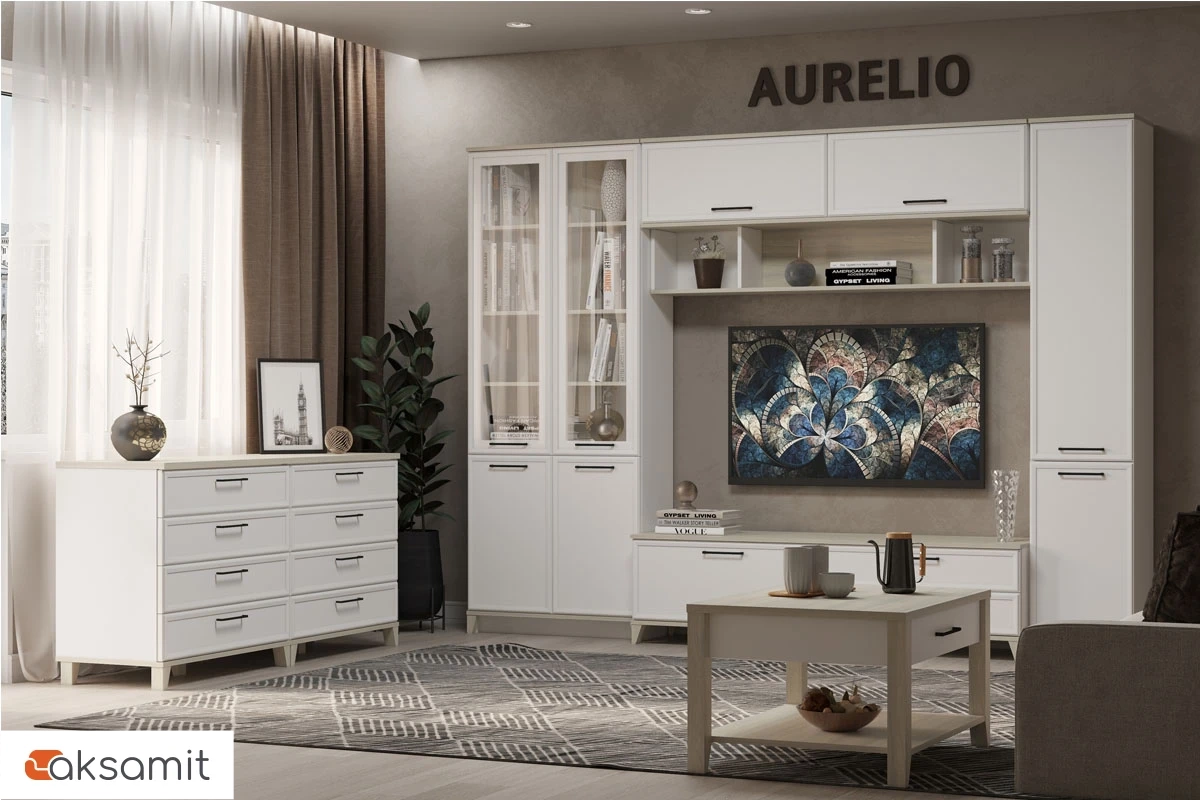 Гостиная Aurelio 8 (Белый/Блеквуд Сатиновый)