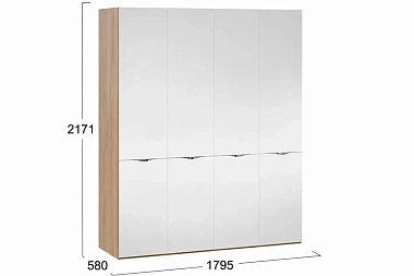 Шкаф комбинированный Глосс СМ-319.07.443 с 4 зеркальными дверями (Яблоня Беллуно)