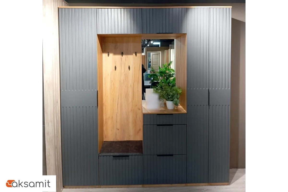 Шкаф для белья Хилтон Исп.2 (Дуб Крафт золотой/Графит матовый)