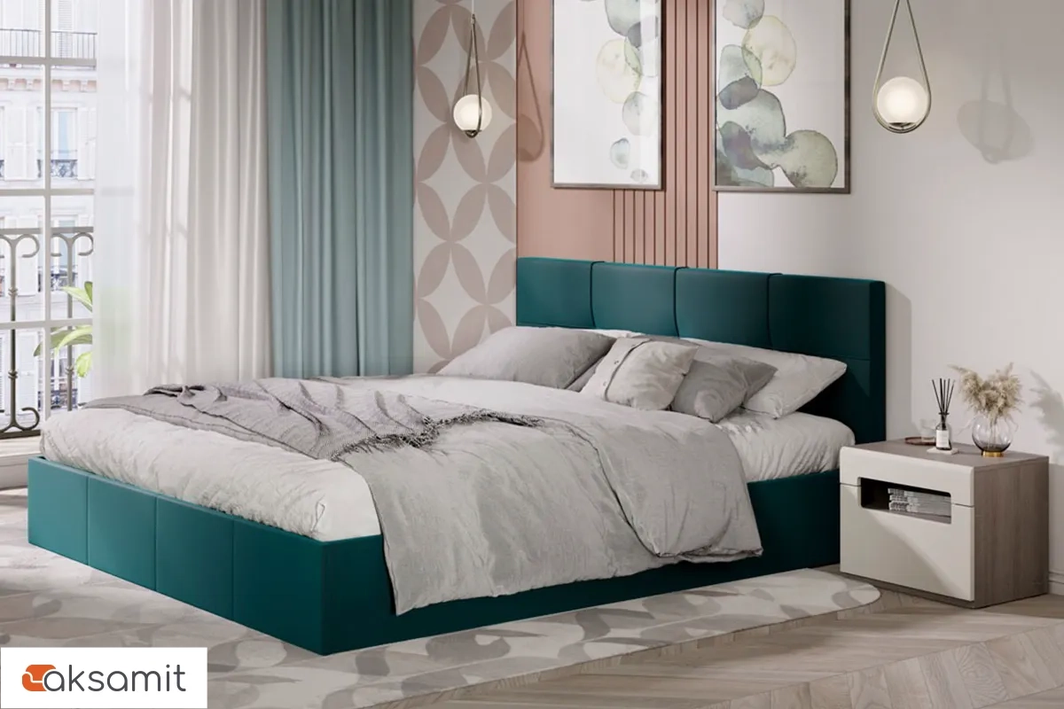 Кровать Лора с ПМ и заглушиной 180х200 (Велюр / Confetti Izumrud)