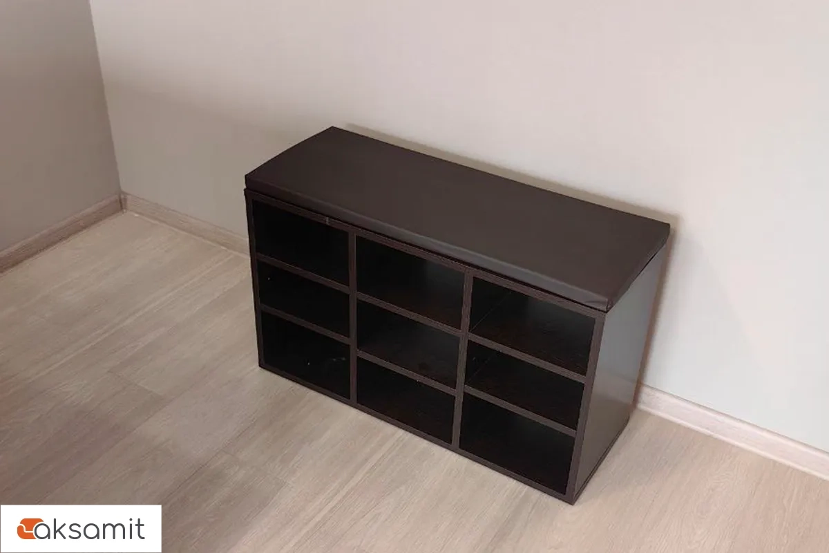 Тумба для обуви Харис Тип 4 (Дуб Венге/ Кожзам коричневый)