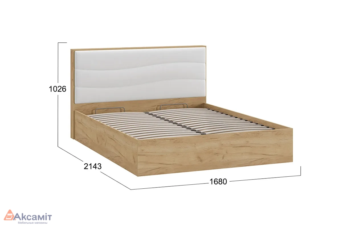 Кровать Миранда 160х200 с ПМ тип 1 202.005.000 (Дуб крафт золотой/Белый глянец)