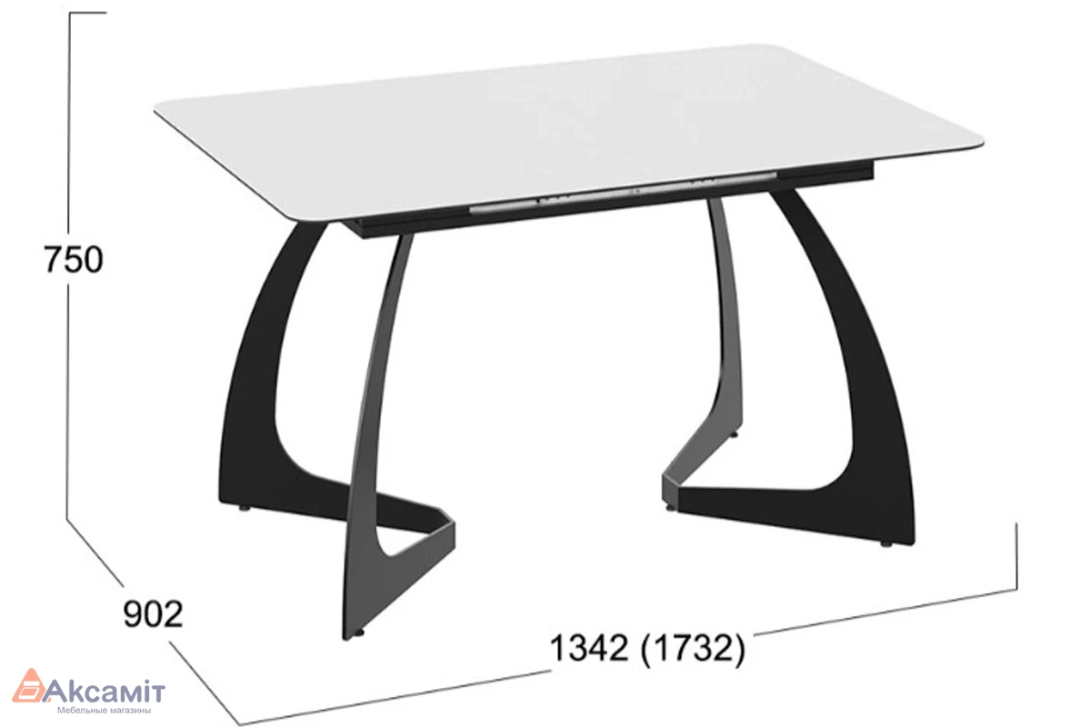 Стол обеденный раздвижной Конкорд Тип 2 (Черный муар/Стекло матовое белое)