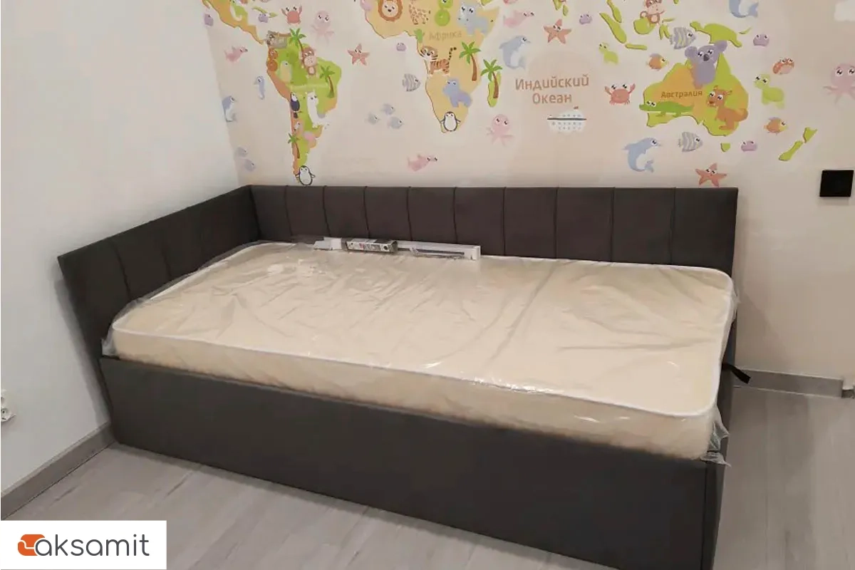 Кровать Мика с ПМ 90х200 универсальная (Newtone ANTRACITE) Кровать Мика с ПМ 90х200 универсальная (Newtone ANTRACITE)