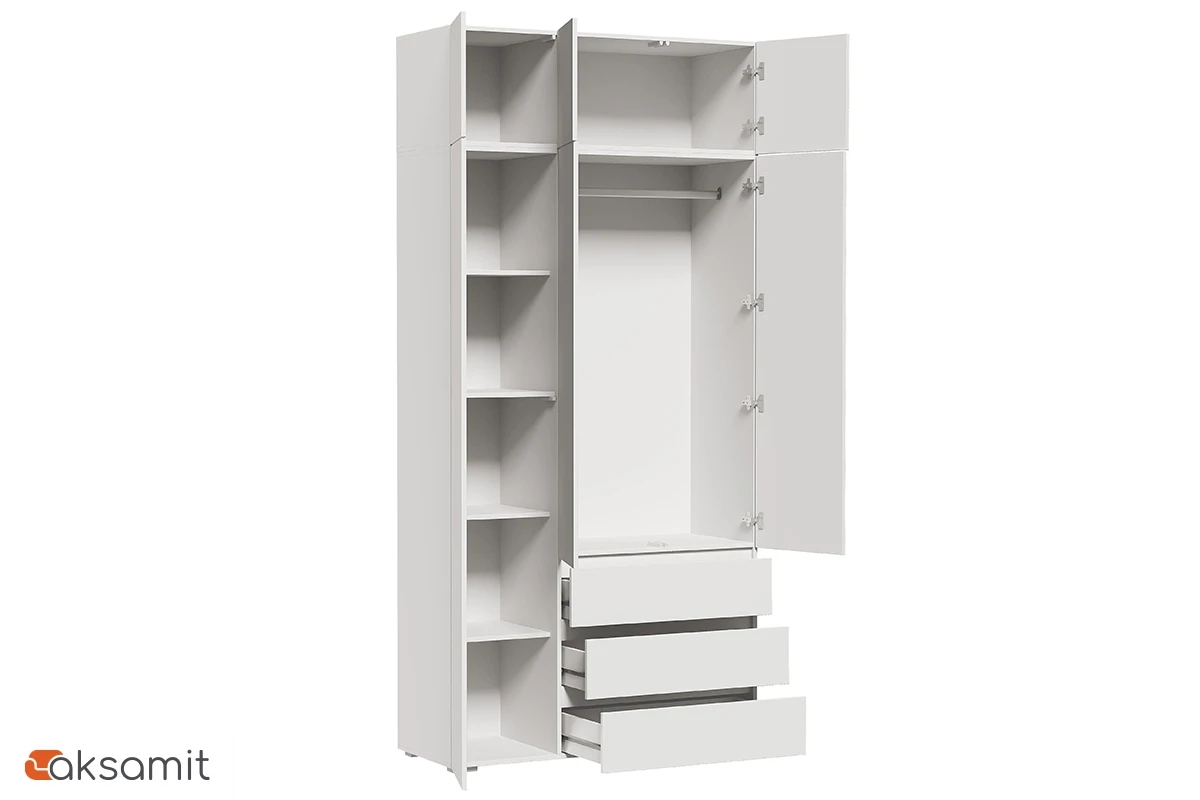 Шкаф с антресолью 3-створчатый Веста (Белый)