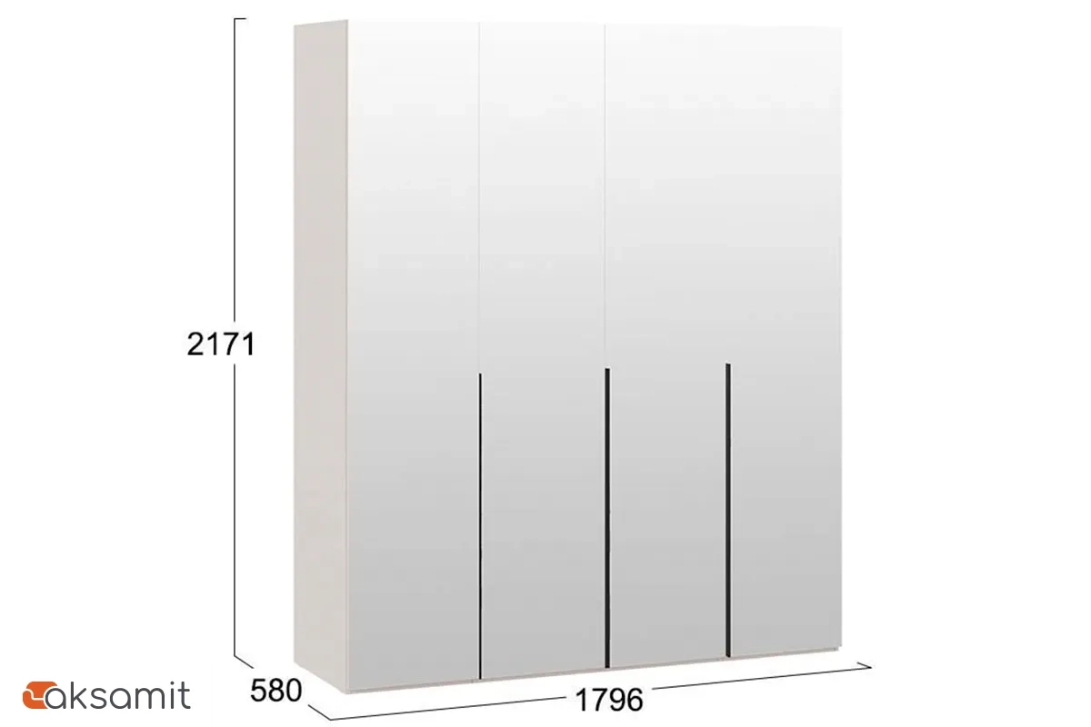 Шкаф для одежды Порто СМ-393.07.109 (580) с 4 зеркальными дверями (Кашемир матовый / Кашемир матовый)