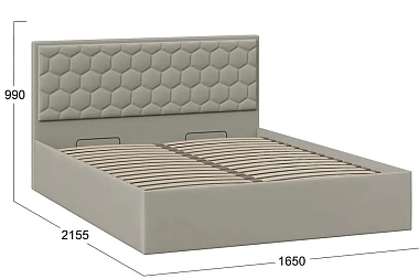 Кровать Порто с ПМ и заглушиной 160х200 (Велюр/Confetti Smoke)