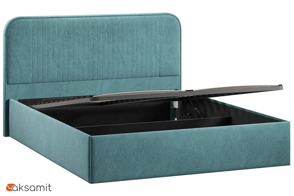 Кровать Тиффани Тип 1 с ПМ 160х200 (Микровелюр / Wellmart Indigo)