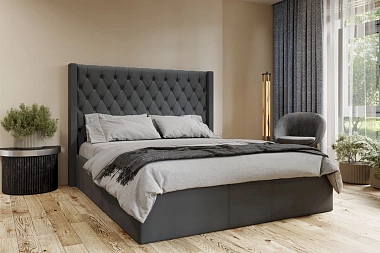 Кровать Италика с ПМ 160х200 (Ткань/Серая)