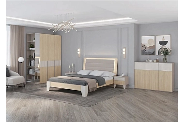 Кровать с подсветкой Беатрис Мод. 1.2 160х200 (Палермо/Софт латте)