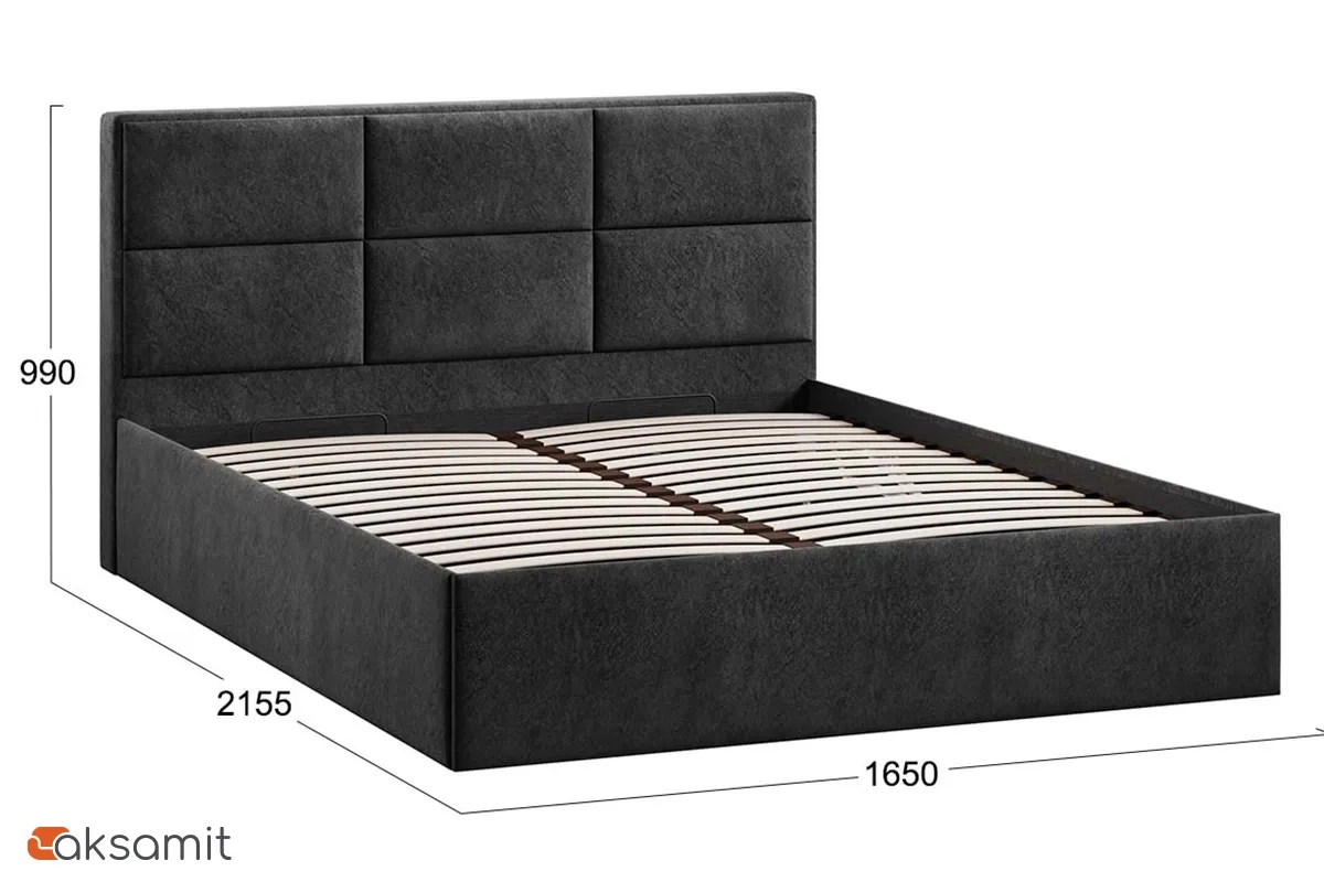 Кровать Стелла с ПМ Тип 1 и заглушиной 160х200 (Микровелюр/Wellmart Graphite)