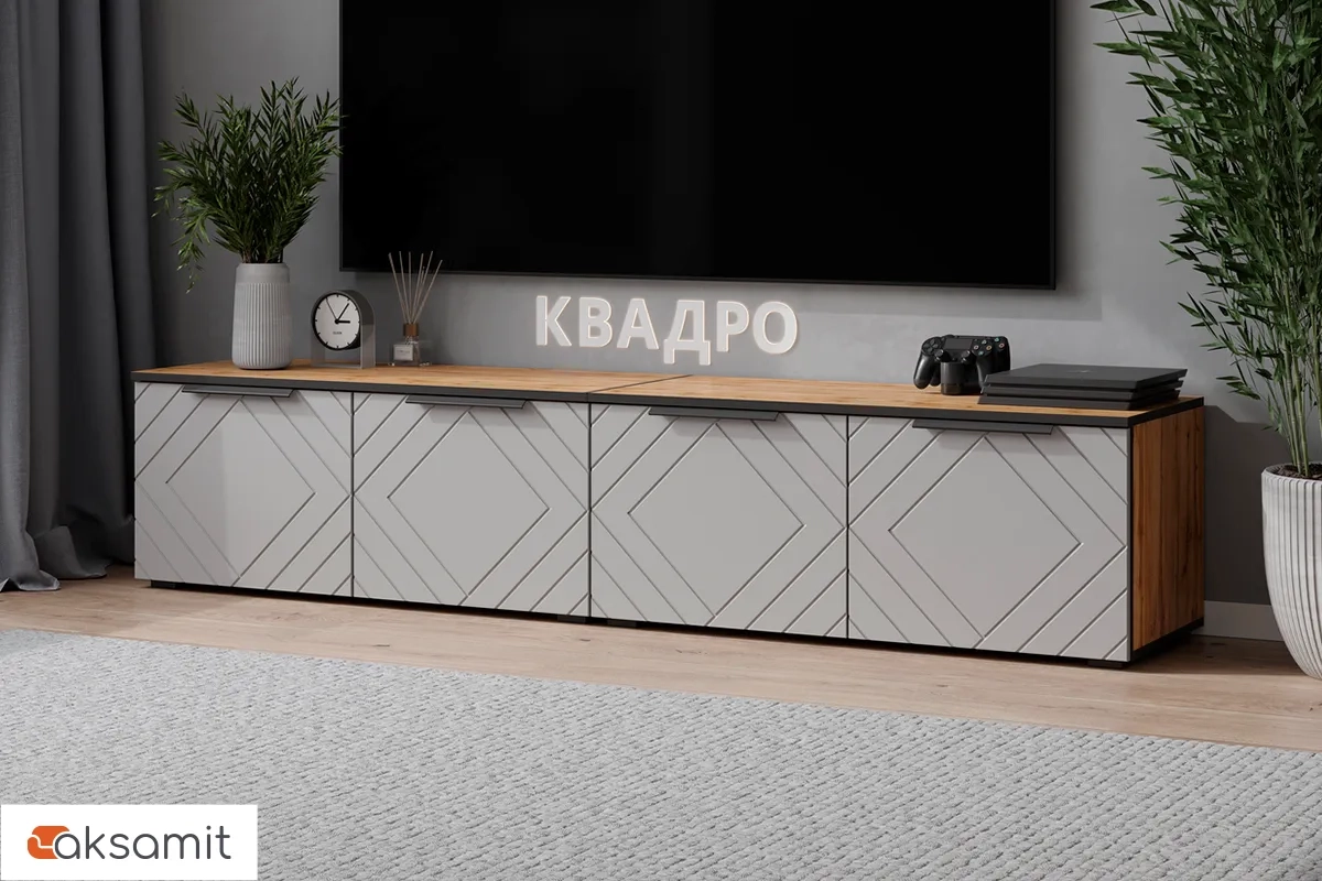 Тумба ТВ Квадро №12 (Дуб вотан / Мартини) Тумба ТВ Квадро №12 (Дуб вотан / Мартини)