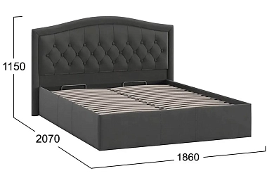 Кровать Адель с ПМ без заглушины 160х200 Тип 1 (Велюр/Графит)