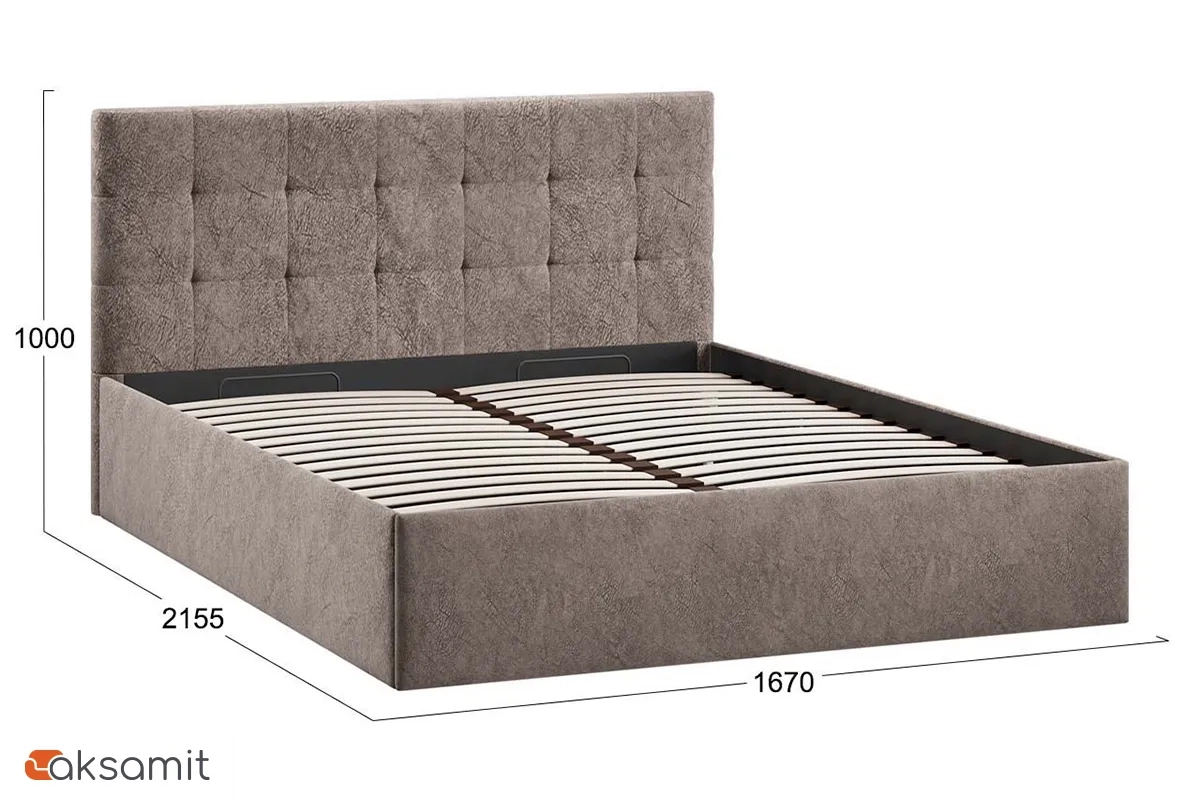 Кровать Джоли Тип 1 с ПМ 160х200 (Микровелюр / Wellmart Latte)