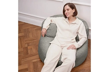 Кресло бескаркасное Bubble (Букле / Светло-серый)