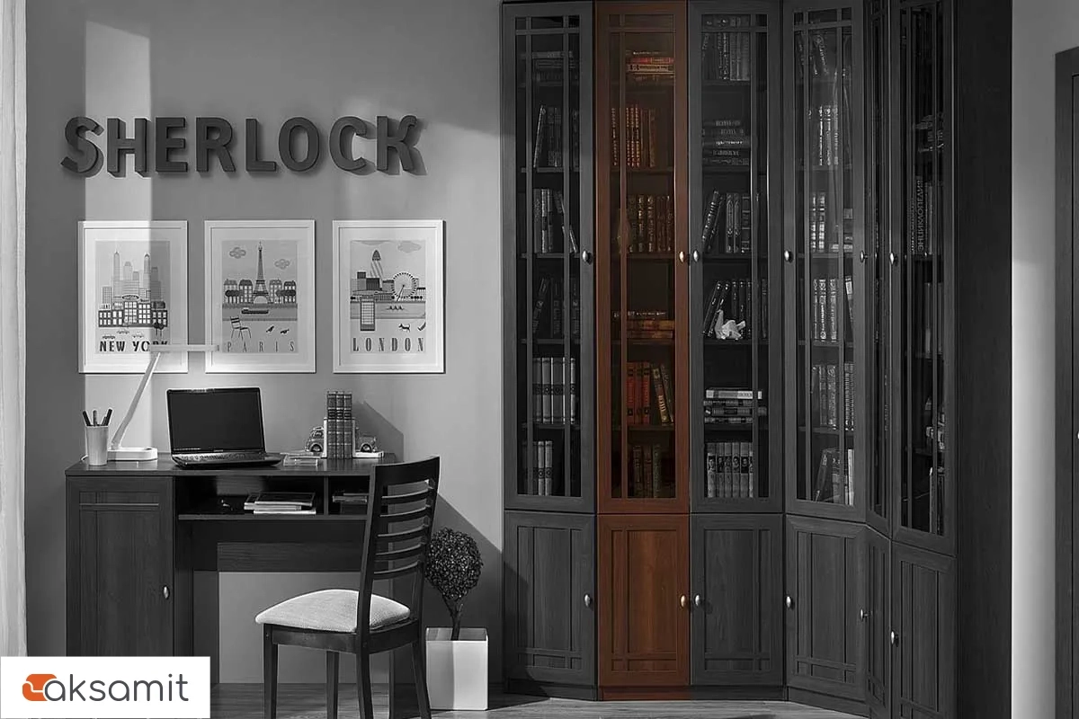 Sherlock 311 Шкаф для книг Левый орех шоколадный Sherlock 311 Шкаф для книг Левый орех шоколадный фото