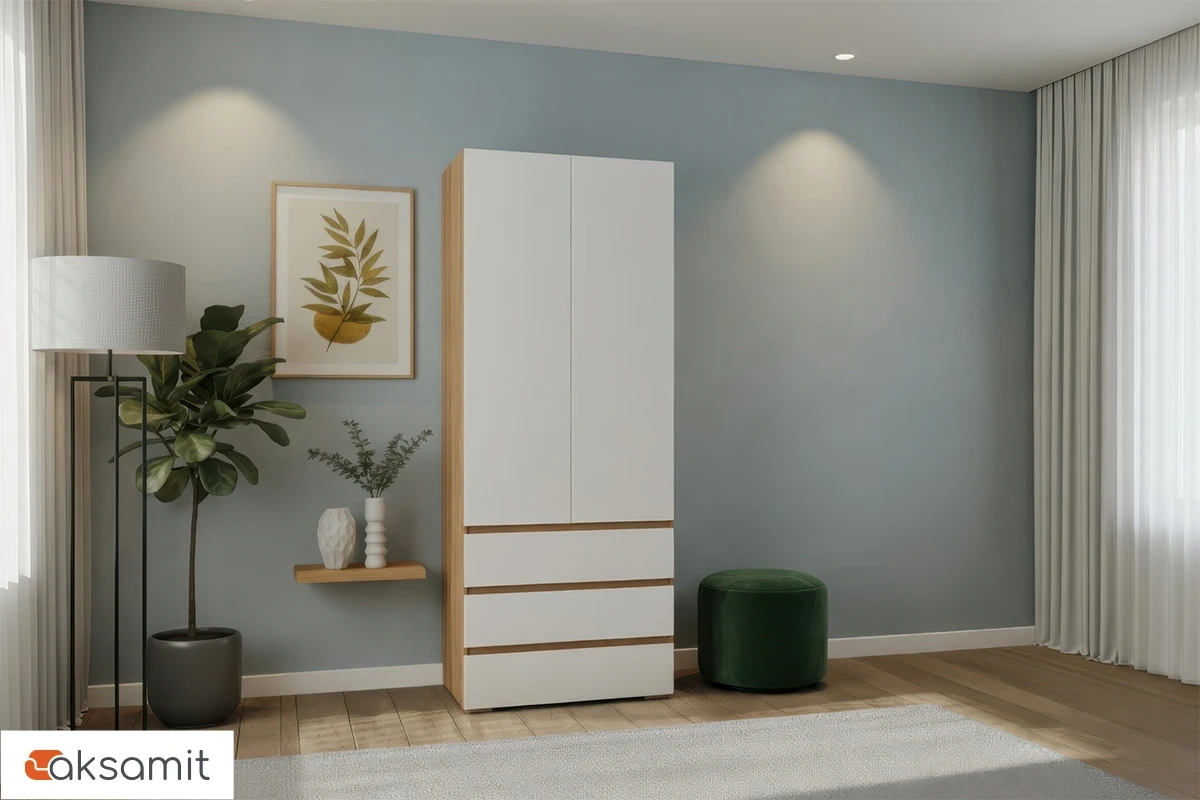 Шкаф 2-створчатый Веста (Дуб золотистый / Белый)