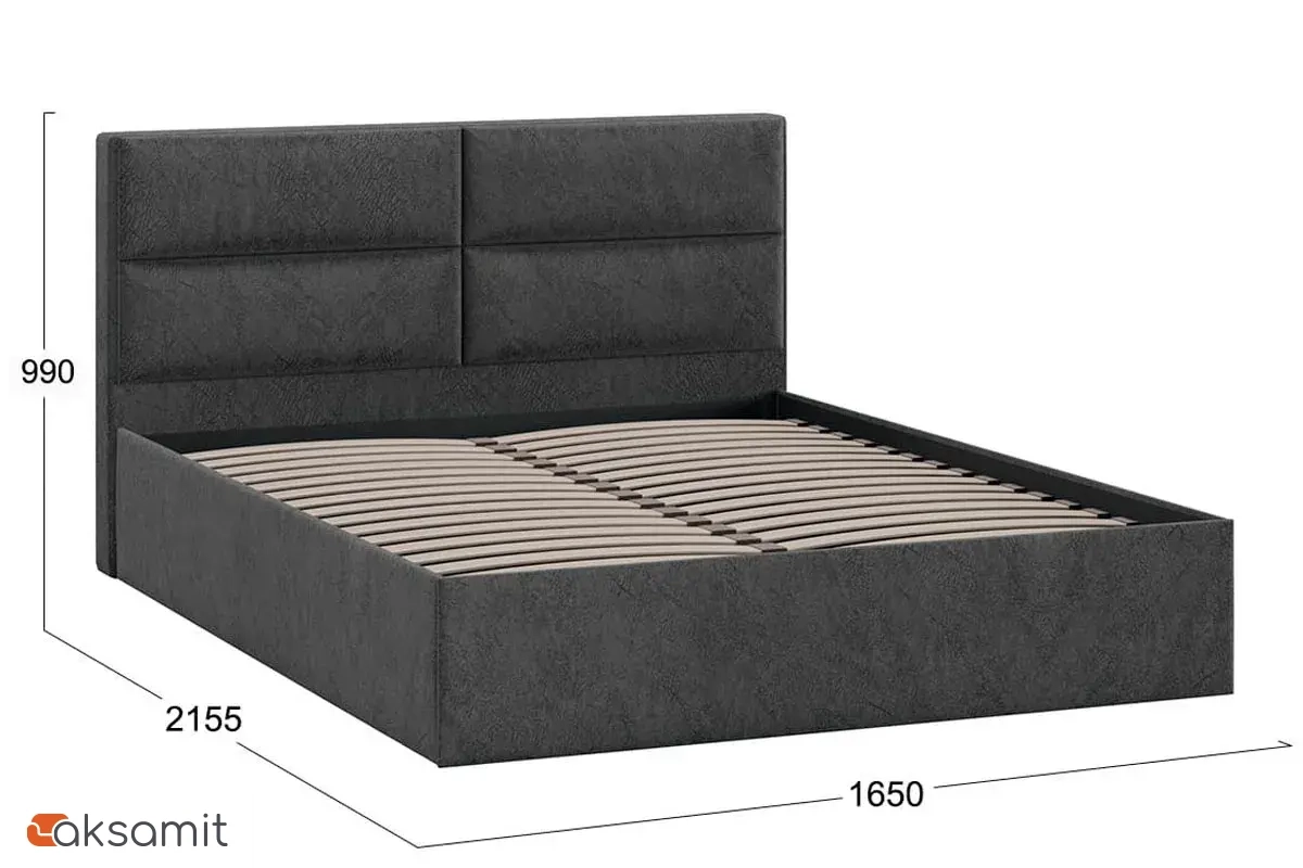 Кровать универсальная Глосс Тип 1 без ПМ 160х200 (Микровелюр/Wellmart Graphite) Кровать универсальная Глосс Тип 1 без ПМ 160х200 (Микровелюр/Wellmart Graphite)