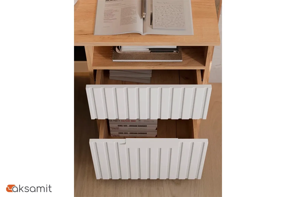 Стол письменный Хилтон Тип 1 (Дуб Крафт Золотой/Белый матовый)