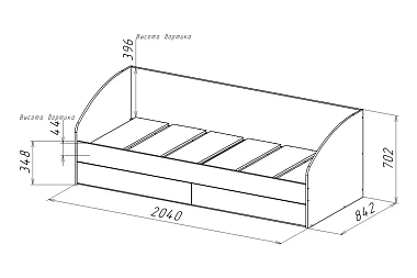 Кровать одноярусная Геометрия-1 (Делано светлый/Белый)