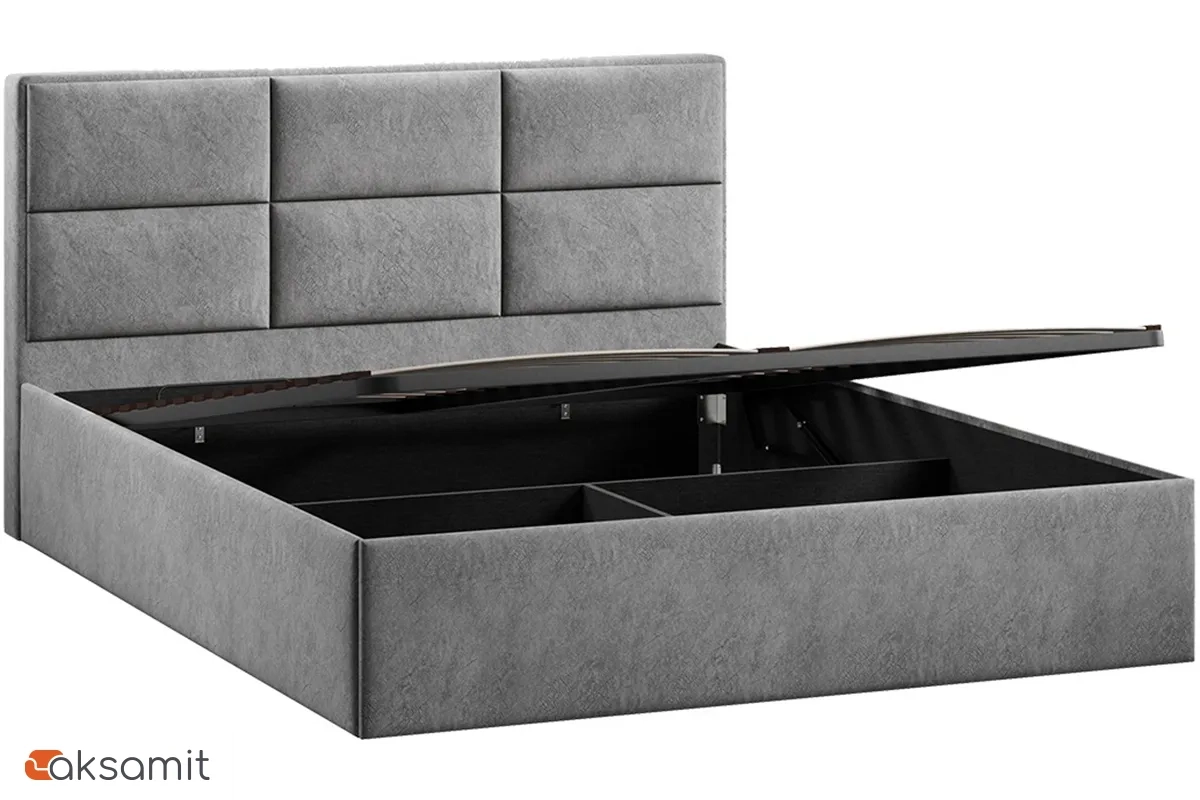 Кровать Стелла c ПМ 160х200 Тип 1 (Микровелюр/Wellmart Silver)
