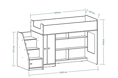 Кровать-чердак со шкафом Тёма-7 (Белый)