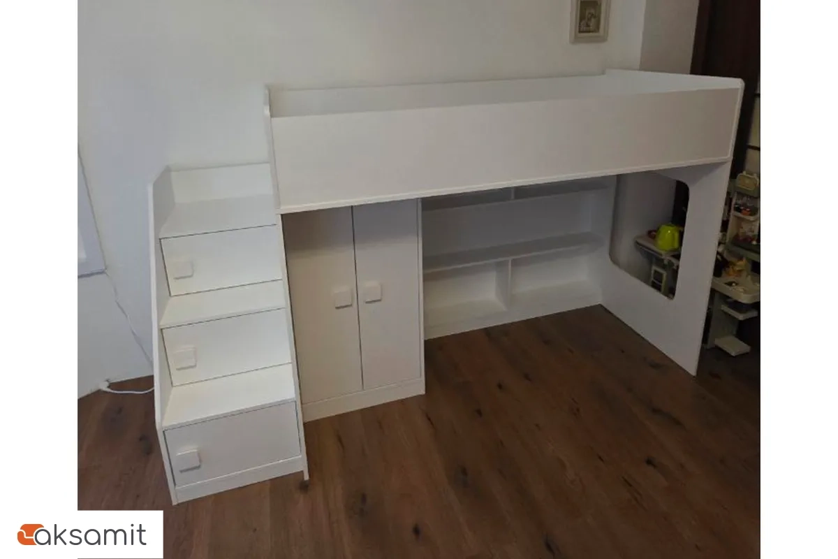 Кровать-чердак со шкафом Тёма-7 (Белый)