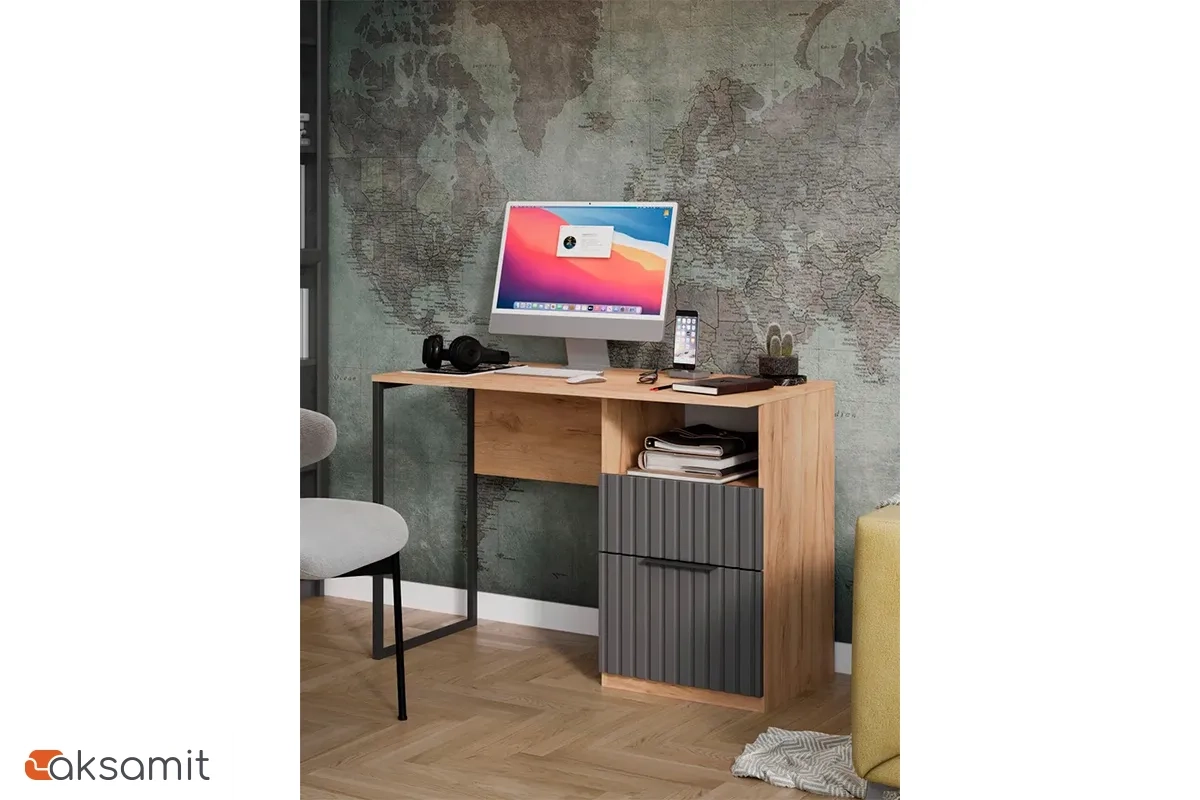 Стол письменный Хилтон Тип 1 (Дуб Крафт золотой/Графит матовый)