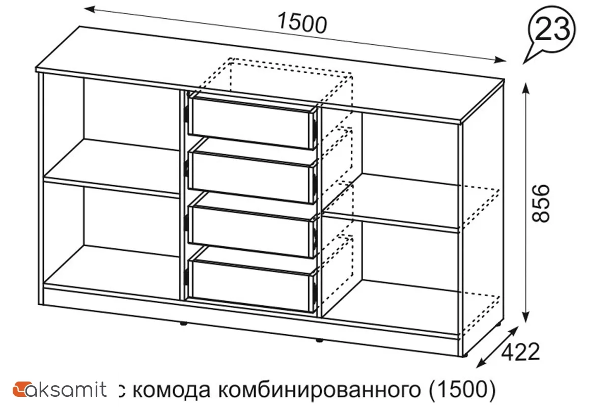 Комод Квадро №1500.3 (Белый / Тальк) Комод Квадро №1500.3 (Белый / Тальк)