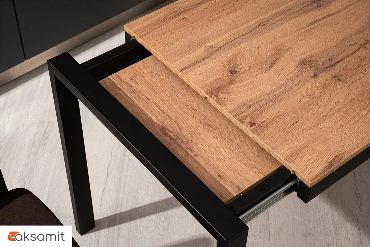 Стол обеденный Этно (Дуб вотан / Рама черная / Металл черный)