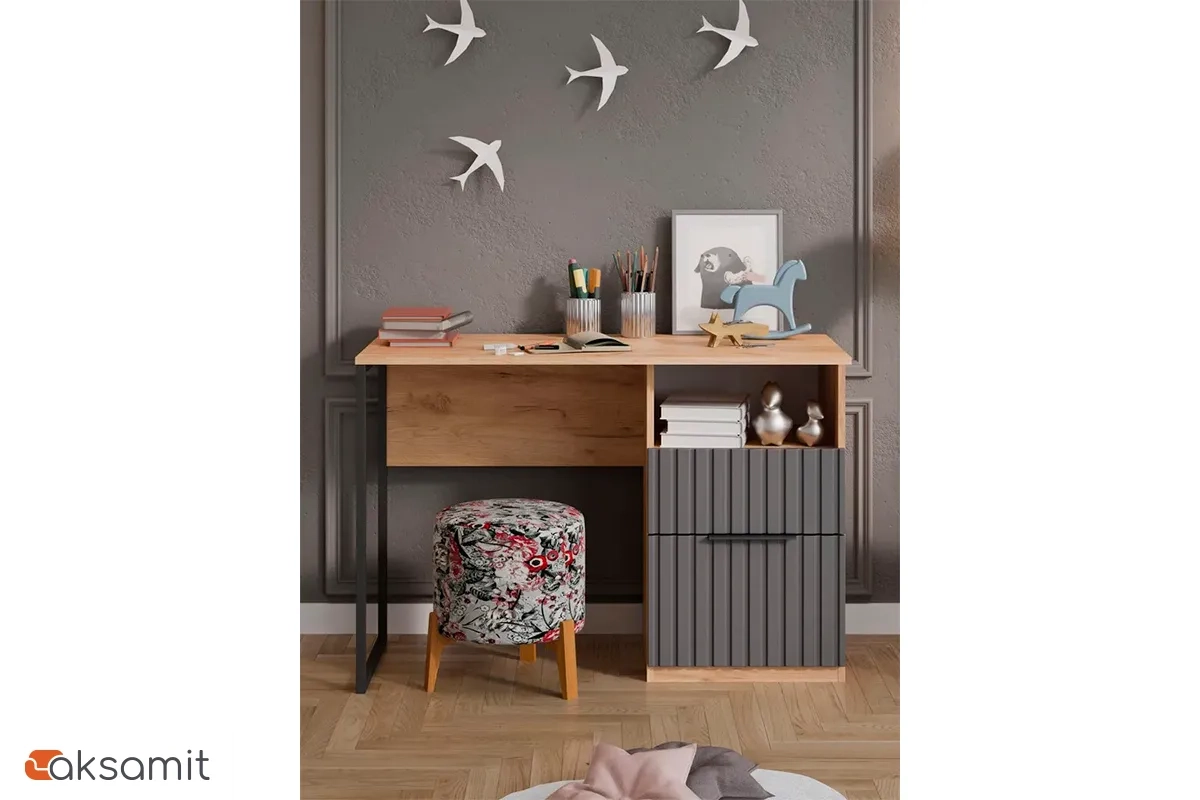 Стол письменный Хилтон Тип 1 (Дуб Крафт золотой/Графит матовый)