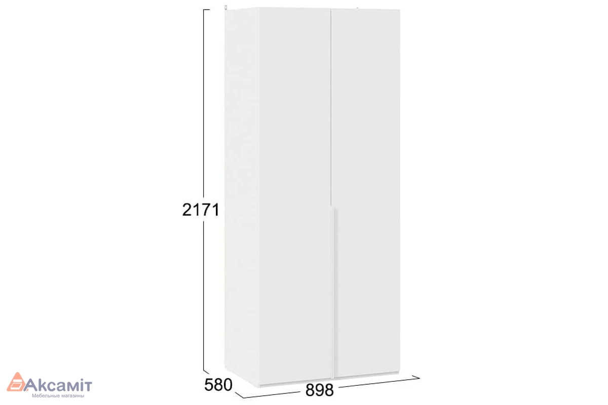 Шкаф для одежды Порто СМ-393.07.003 с 2 глухими дверями (580) (Белый жемчуг/Белый софт)