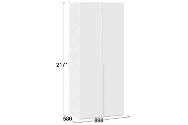 Шкаф для одежды Порто СМ-393.07.003 с 2 глухими дверями (580) (Белый жемчуг/Белый софт)