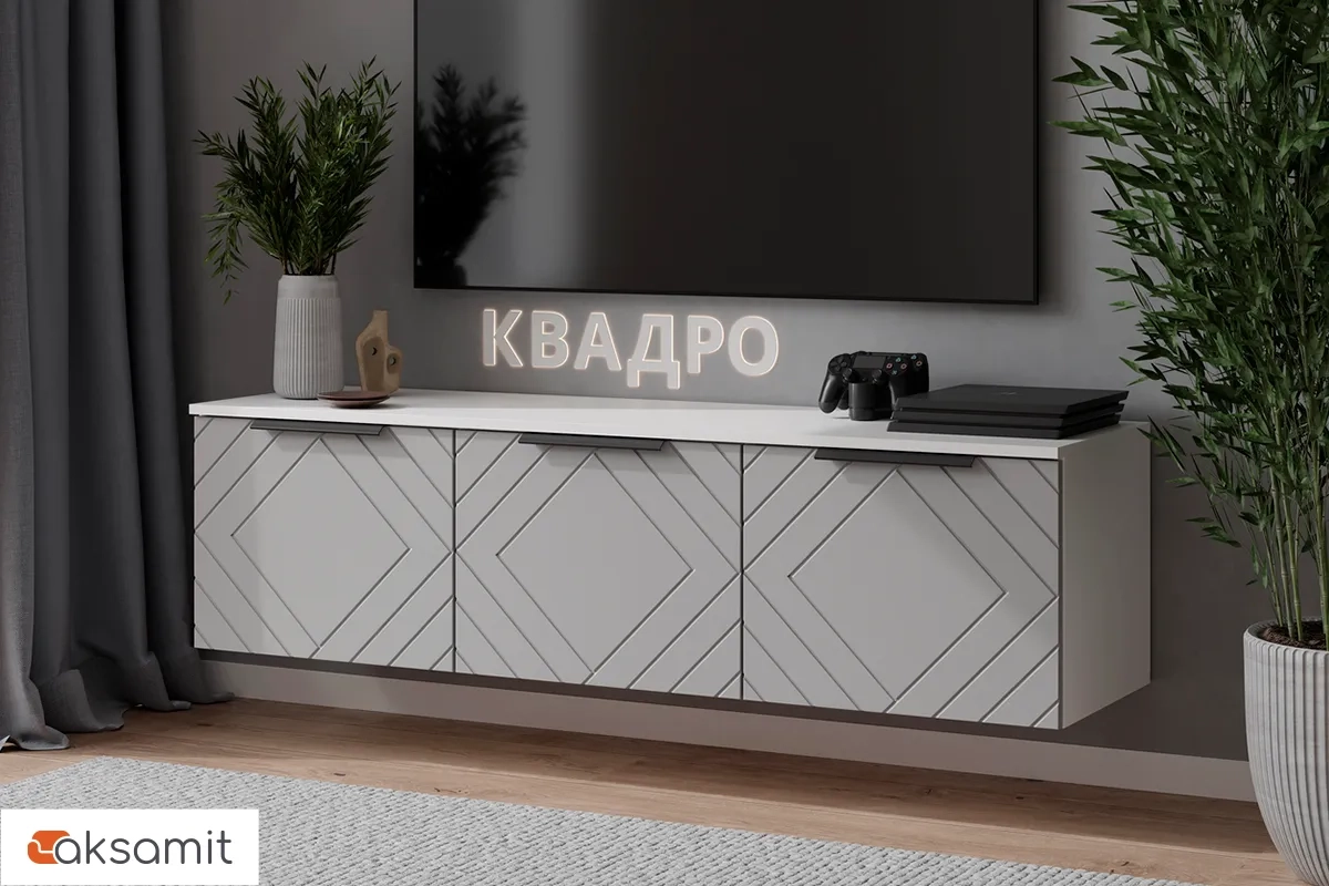 Тумба ТВ Квадро №7 (Белый / Мартини) Тумба ТВ Квадро №7 (Белый / Мартини)