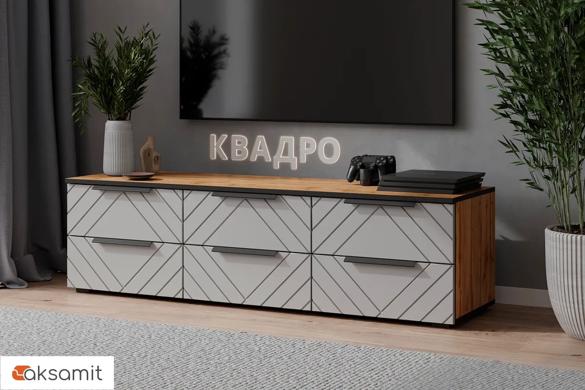 Тумба ТВ Квадро №9 (Дуб вотан / Мартини) Тумба ТВ Квадро №9 (Дуб вотан / Мартини)