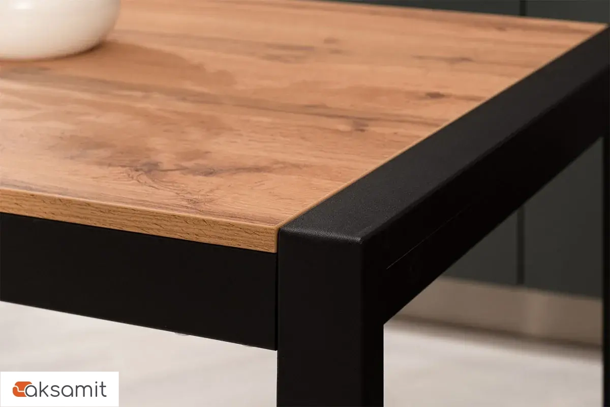 Стол обеденный Этно (Дуб вотан / Рама черная / Металл черный)