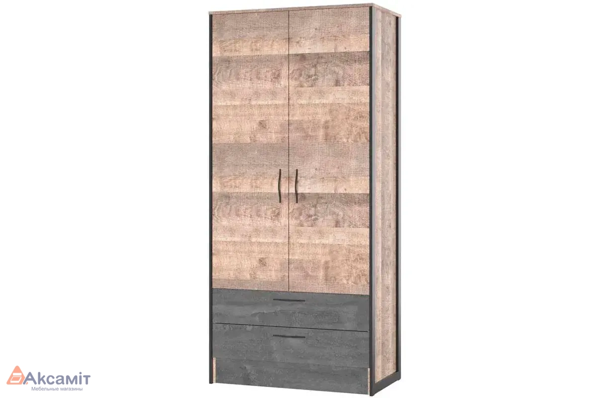 Шкаф 2-х дверный Hugo (Дуб Гранж/Железный камень) 72505192