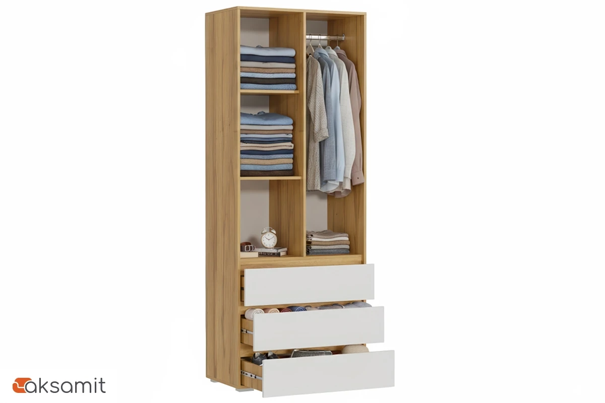 Шкаф 2-створчатый Веста (Дуб золотистый / Белый)