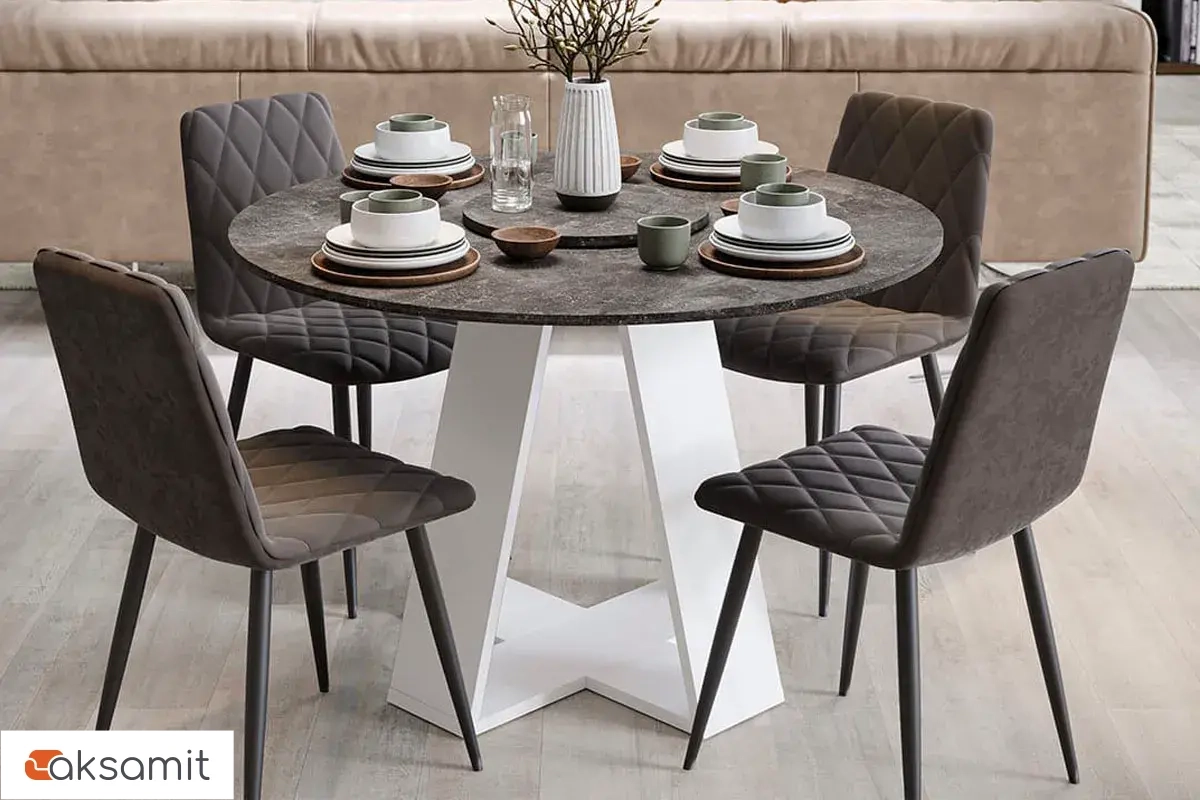 Стол обеденный Райнер Тип 1 (Белый/Ателье темный)