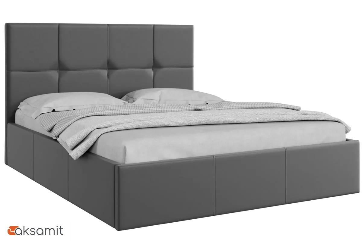 Кровать Куба 160х200 с подъемным механизмом (Серый/Кожзам) Кровать Куба 160х200 с подъемным механизмом (Серый/Кожзам)