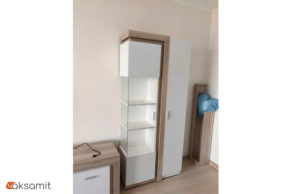 Шкаф-витрина Люмен 5 белый снег глянец