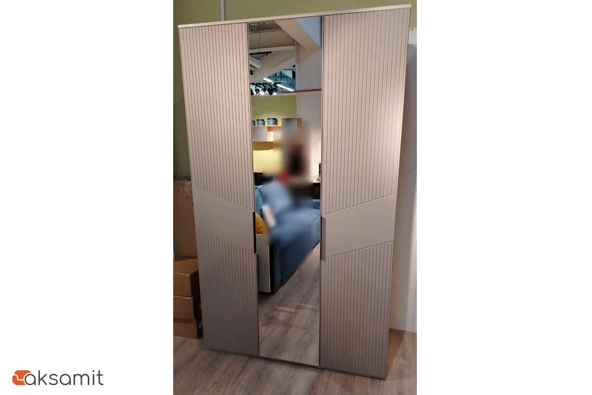 Шкаф Астория №3 (Дуб кастелло серый / Грей софт / Матовая вставка)