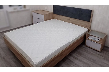 Кровать Николь с мягким элементом 160х200 (Серый/Дуб Альпийский)