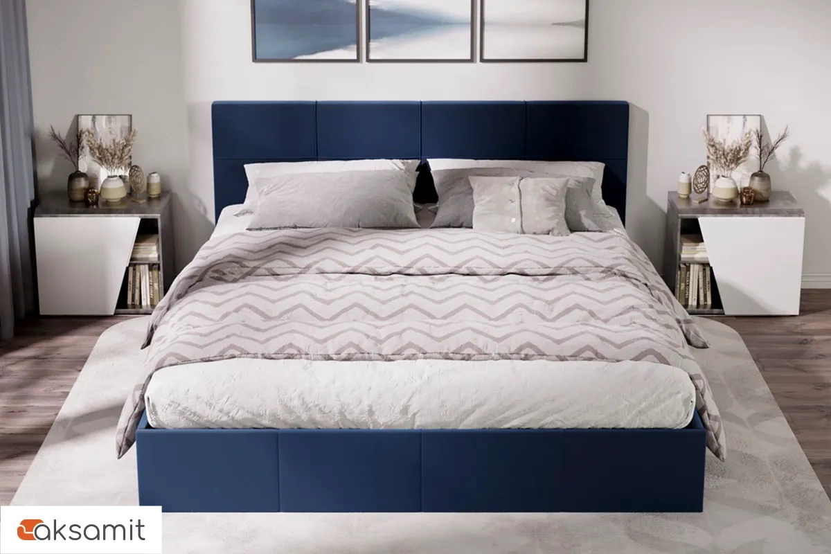 Кровать Лора с ПМ и заглушиной 180х200 (Велюр / Confetti Blue)