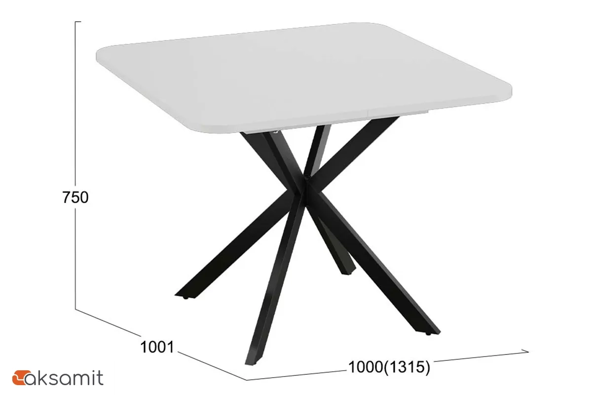 Стол обеденный Лиссабон раздвижной Тип 1 (Черный муар / Белый)