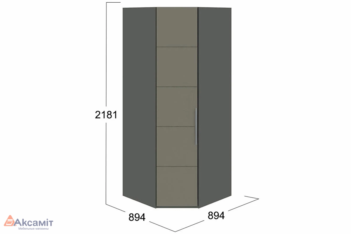 Шкаф угловой Наоми СМ-208.07.06 с 1 дверью (Фон серый/Джут)