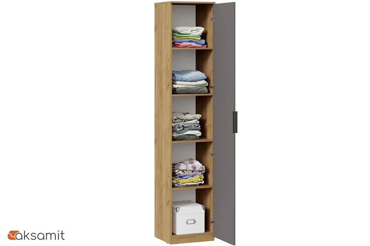 Шкаф для белья Хилтон Исп.2 (Дуб Крафт золотой/Графит матовый)