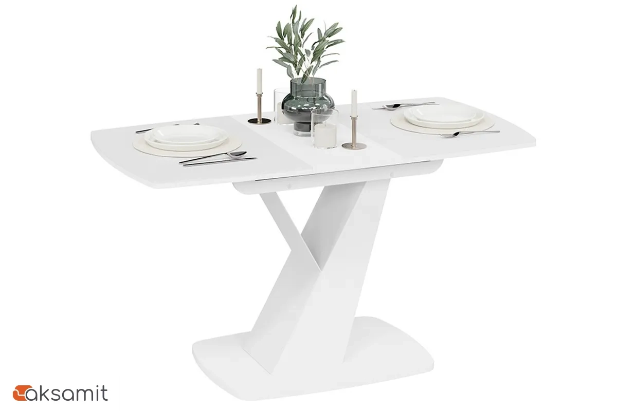Стол обеденный Гарда Тип 1 (Белый / Стекло матовое белое)