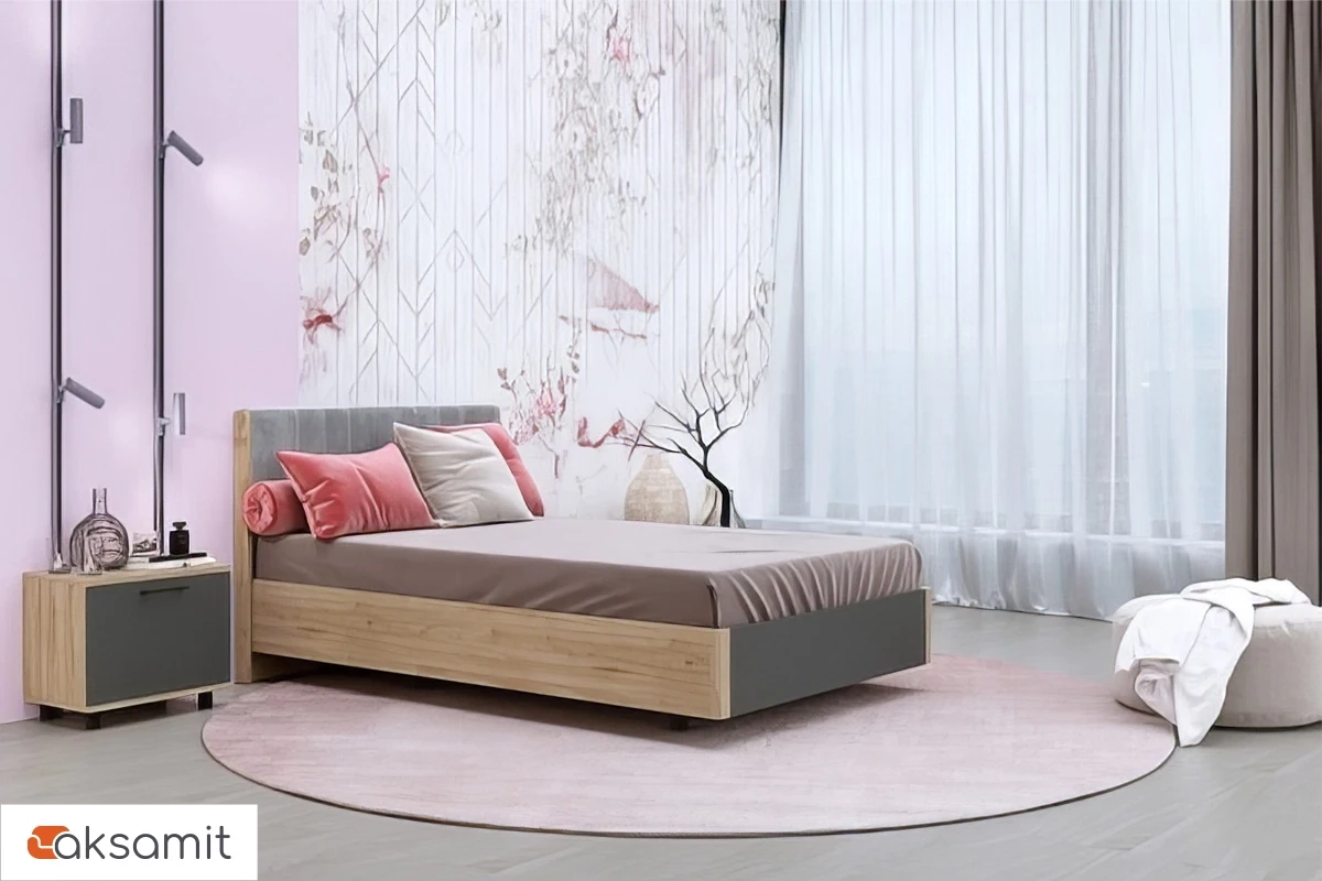 Кровать 140х200 КР-5012-ГС-АМ (Гикори Джексон Светлый/Антрацит Матовый) Кровать 140х200 КР-5012-ГС-АМ (Гикори Джексон Светлый/Антрацит Матовый)